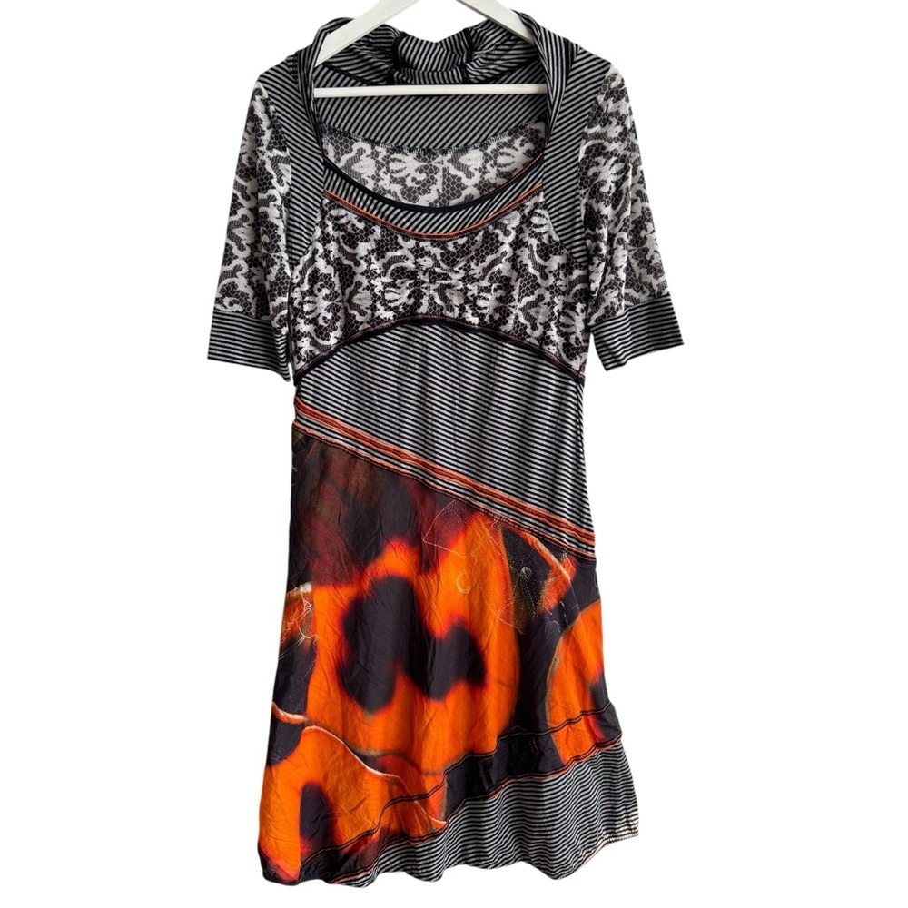 Beate Heymann Street‎ Couture Dress Black Orange Womens Size 12 Retro
